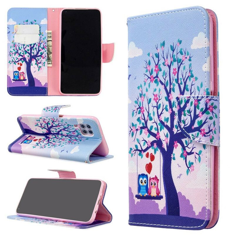 Capa Flip Para Huawei P40 Lite Corujas No Balanço