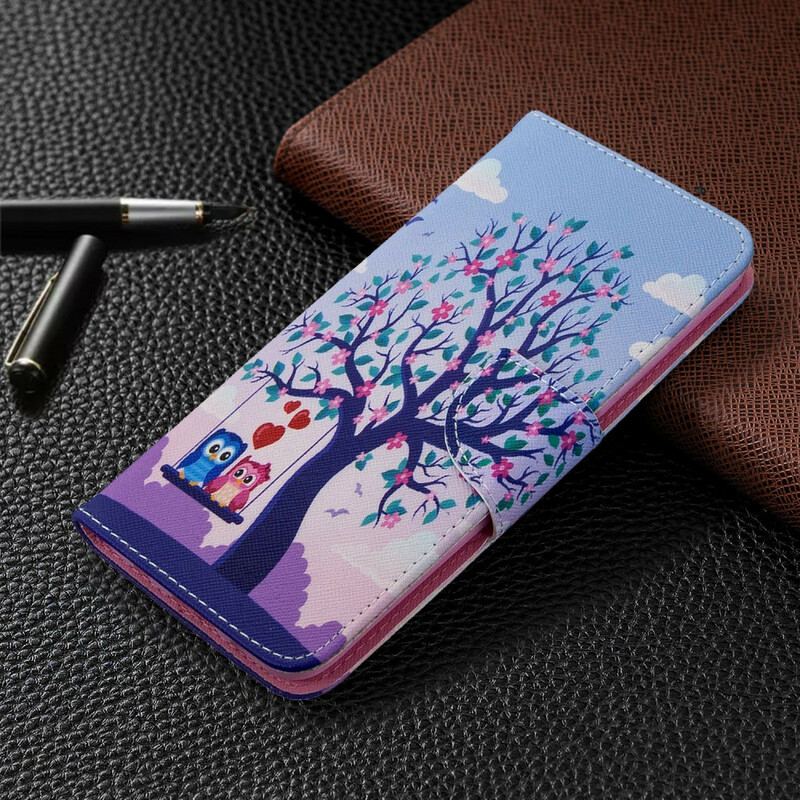 Capa Flip Para Huawei P40 Lite Corujas No Balanço