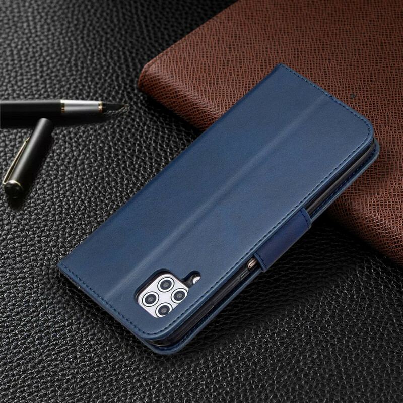 Capa Flip Para Huawei P40 Lite De Couro Retalho Liso Oblíquo