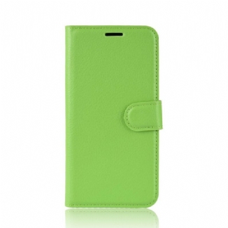 Capa Flip Para Huawei P40 Lite Couro Sintético De Lichia Clássico