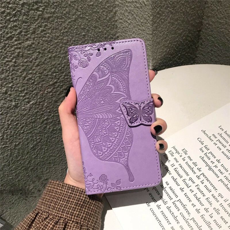 Capa Flip Para Huawei P40 Lite Meia Borboleta