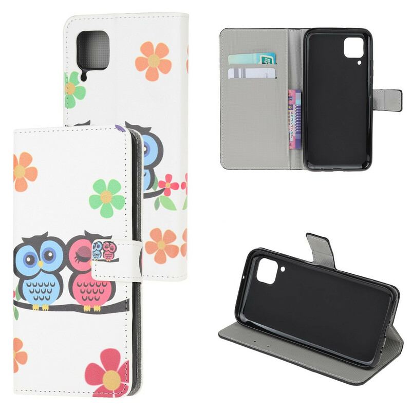 Capa Flip Para Huawei P40 Lite Par De Corujas