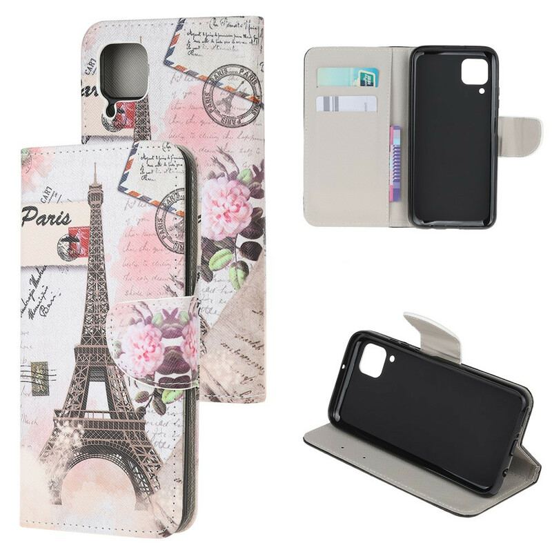 Capa Flip Para Huawei P40 Lite Torre Eiffel Retrô