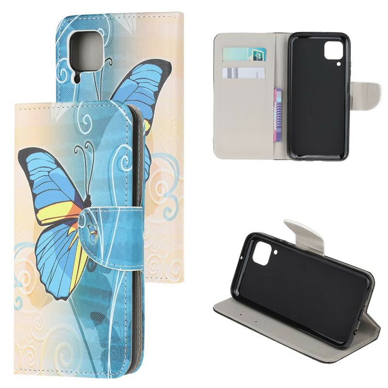 Capa Folio Para Huawei P40 Lite Borboleta Real