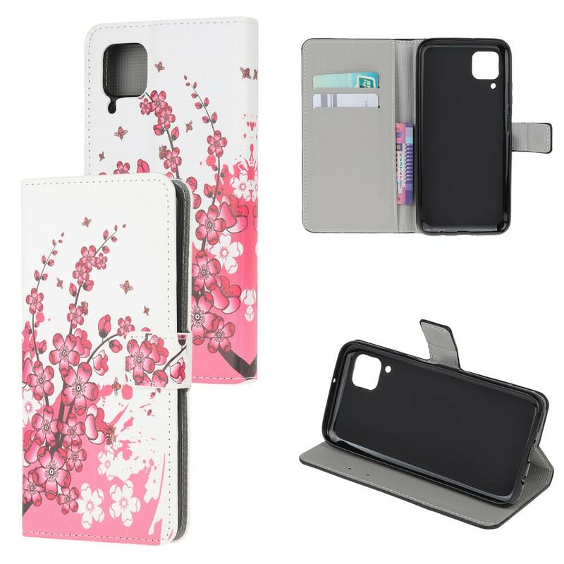 Capa Folio Para Huawei P40 Lite Flores Tropicais