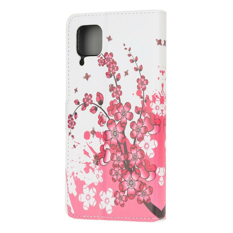 Capa Folio Para Huawei P40 Lite Flores Tropicais