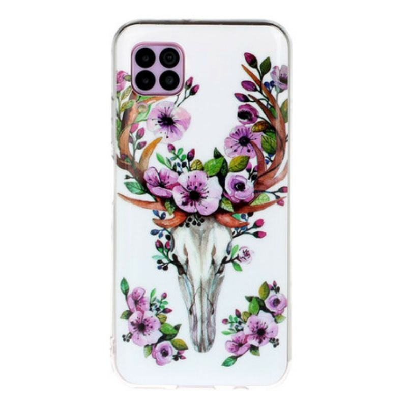 Capa Para Huawei P40 Lite Alce Floral Fluorescente