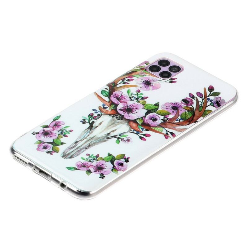 Capa Para Huawei P40 Lite Alce Floral Fluorescente