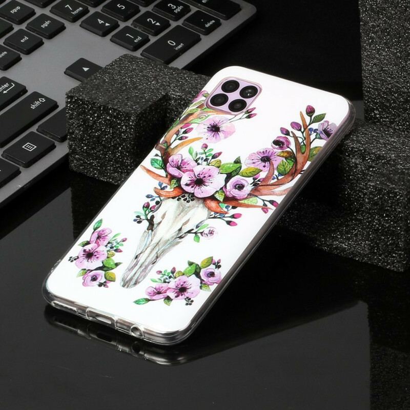 Capa Para Huawei P40 Lite Alce Floral Fluorescente