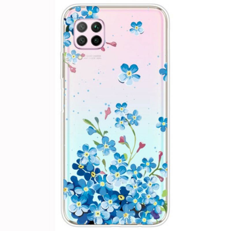 Capa Para Huawei P40 Lite Buquê De Flores Azuis