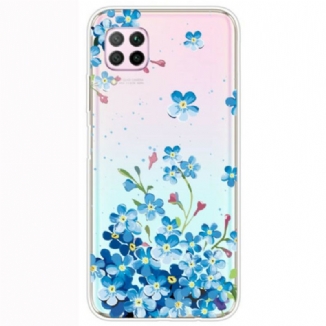 Capa Para Huawei P40 Lite Buquê De Flores Azuis