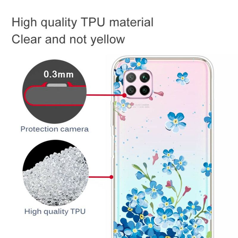 Capa Para Huawei P40 Lite Buquê De Flores Azuis