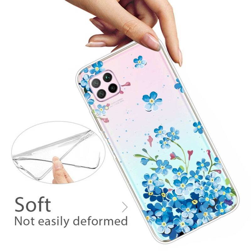 Capa Para Huawei P40 Lite Buquê De Flores Azuis