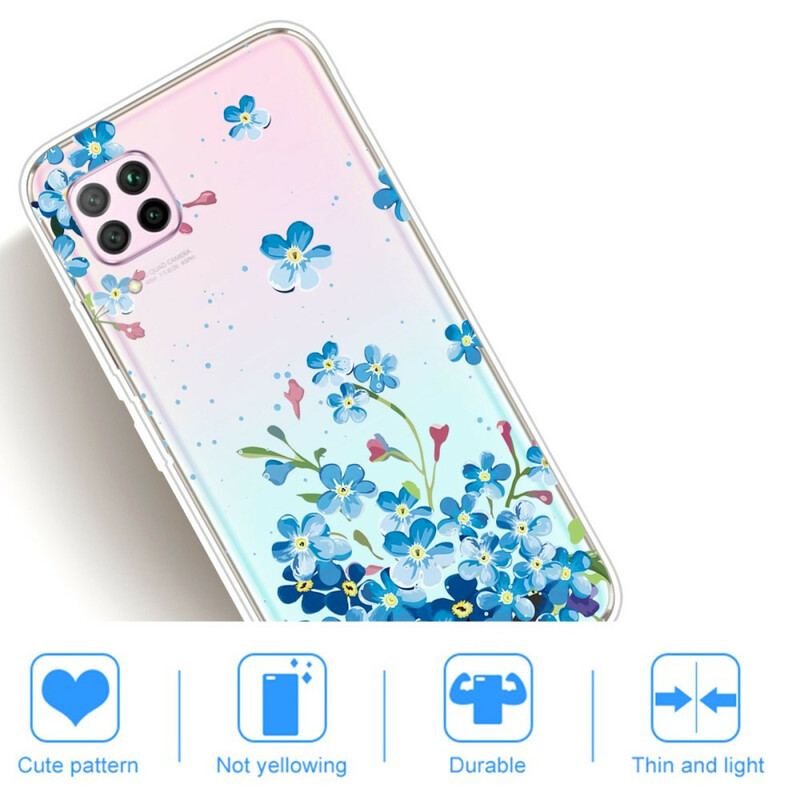 Capa Para Huawei P40 Lite Buquê De Flores Azuis