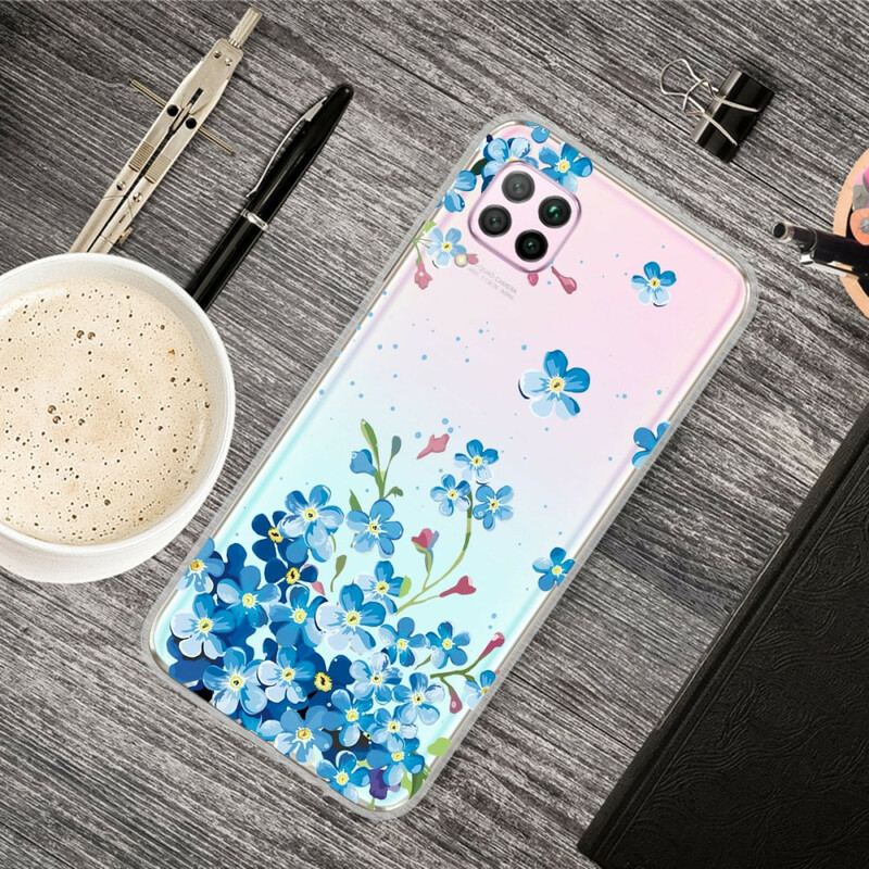 Capa Para Huawei P40 Lite Buquê De Flores Azuis