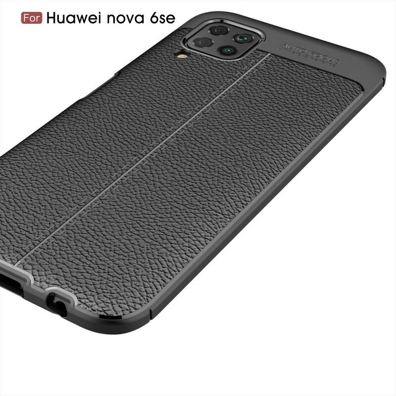 Capa Para Huawei P40 Lite Linha Dupla Efeito Couro Litchi