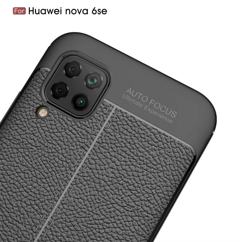 Capa Para Huawei P40 Lite Linha Dupla Efeito Couro Litchi