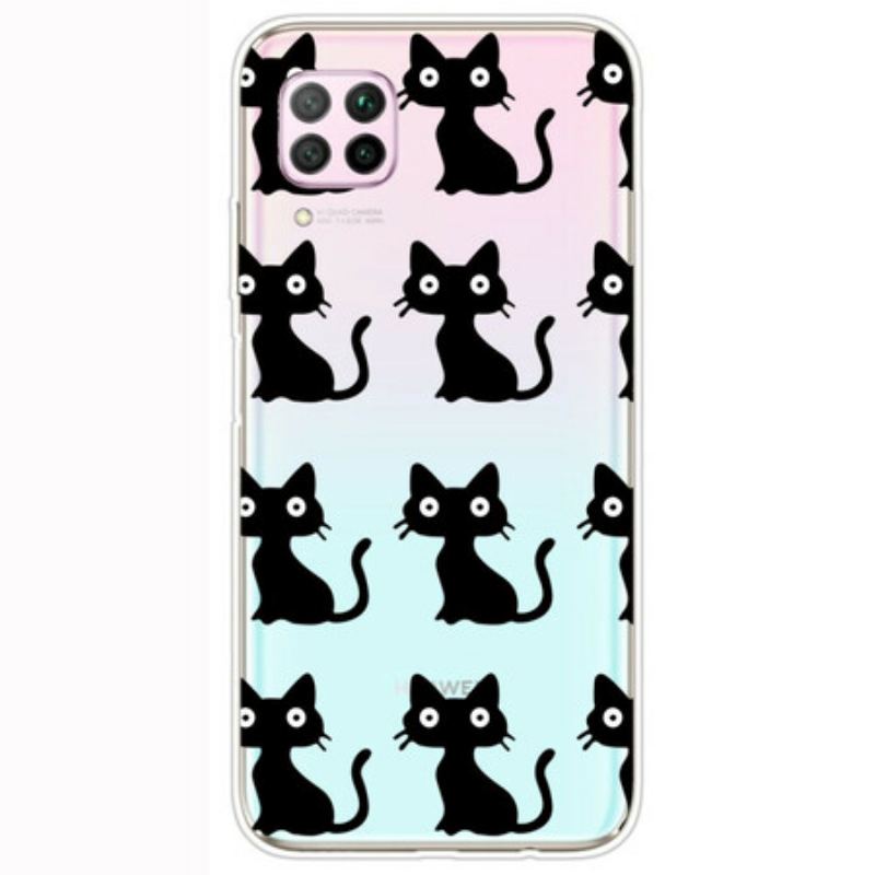 Capa Para Huawei P40 Lite Vários Gatos Pretos