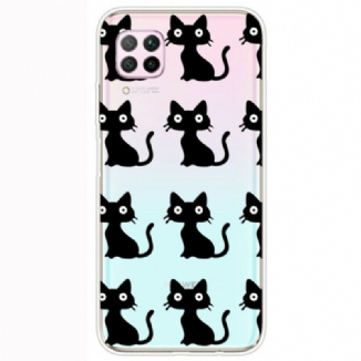 Capa Para Huawei P40 Lite Vários Gatos Pretos