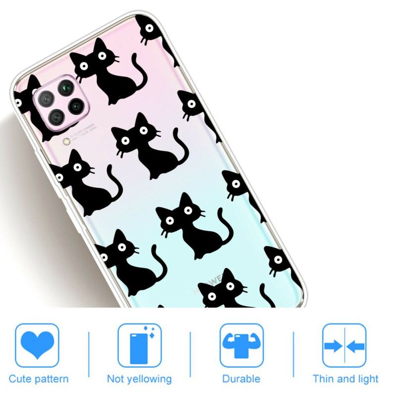 Capa Para Huawei P40 Lite Vários Gatos Pretos