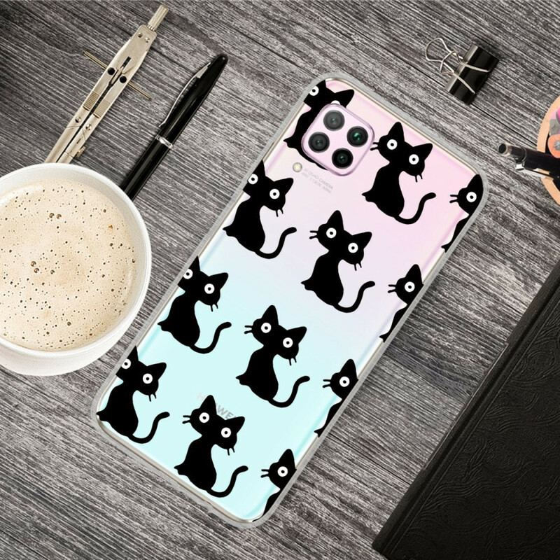 Capa Para Huawei P40 Lite Vários Gatos Pretos