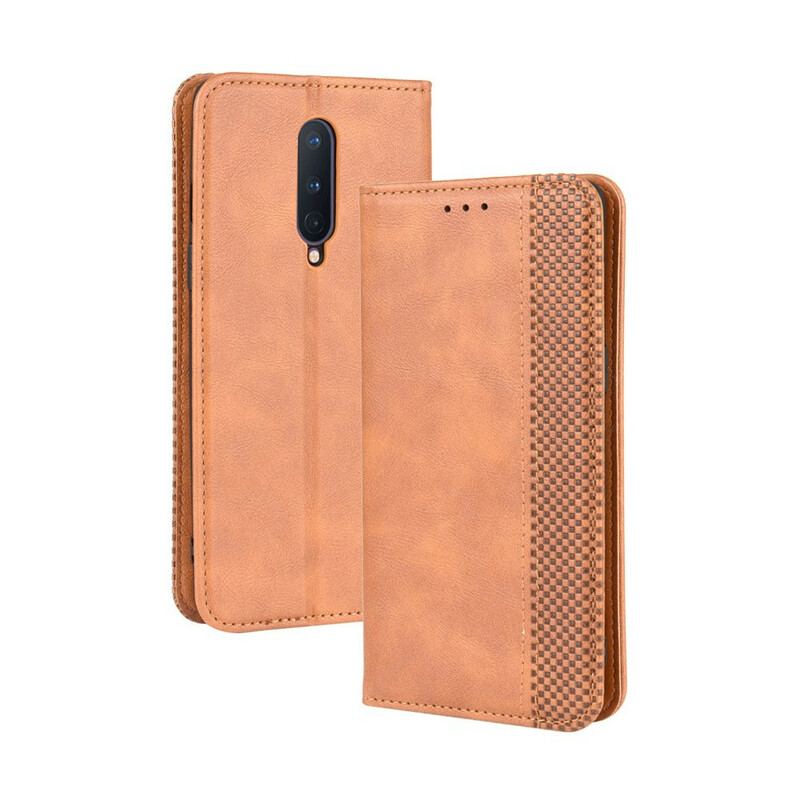 Capa De Celular Para OnePlus 8 Flip Efeito Couro Vintage Estilizado