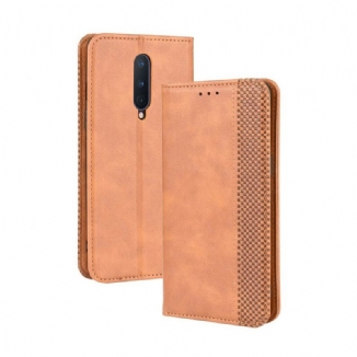 Capa De Celular Para OnePlus 8 Flip Efeito Couro Vintage Estilizado