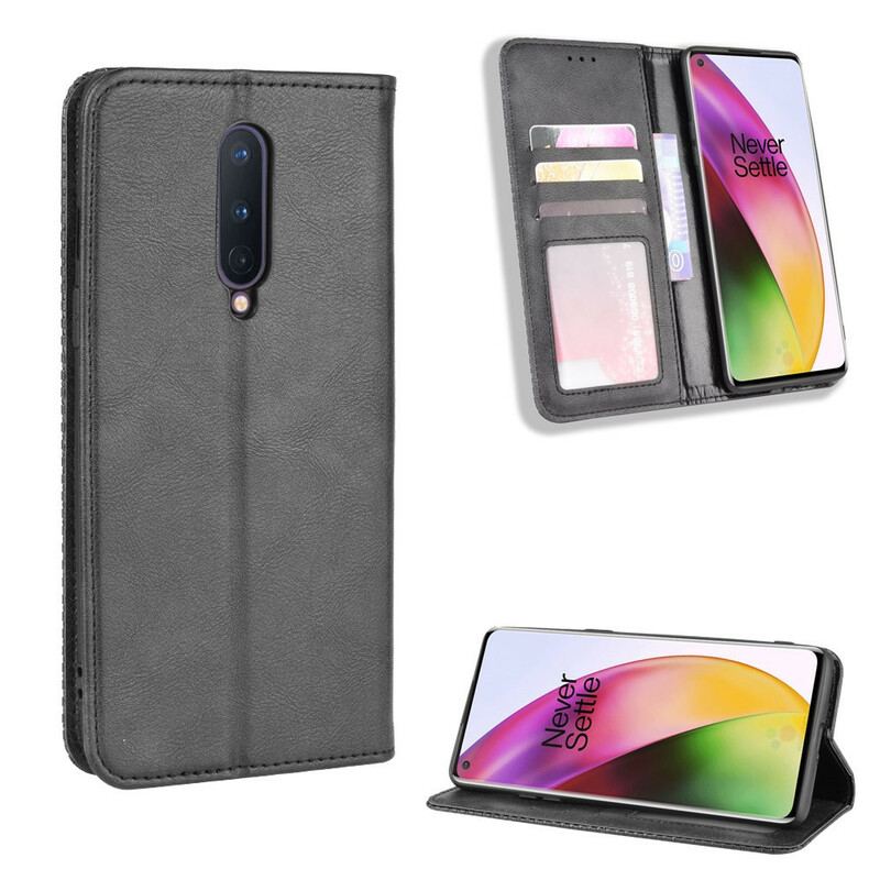 Capa De Celular Para OnePlus 8 Flip Efeito Couro Vintage Estilizado