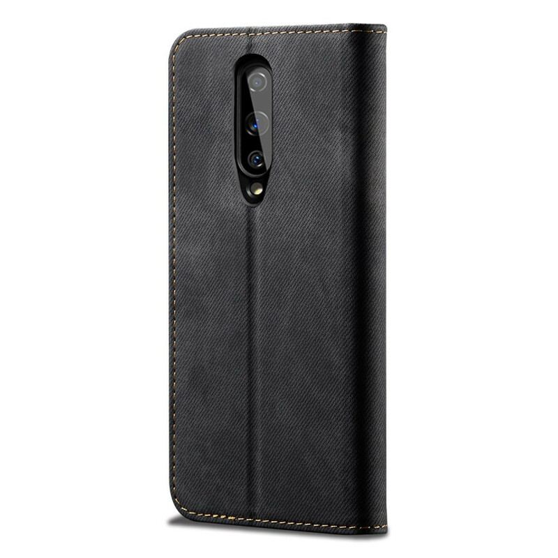 Capa De Celular Para OnePlus 8 Flip Textura De Jeans De Couro Sintético