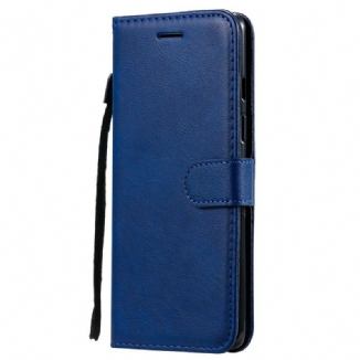 Capa Flip Para OnePlus 8 De Cordão Efeito De Couro Com Tiras