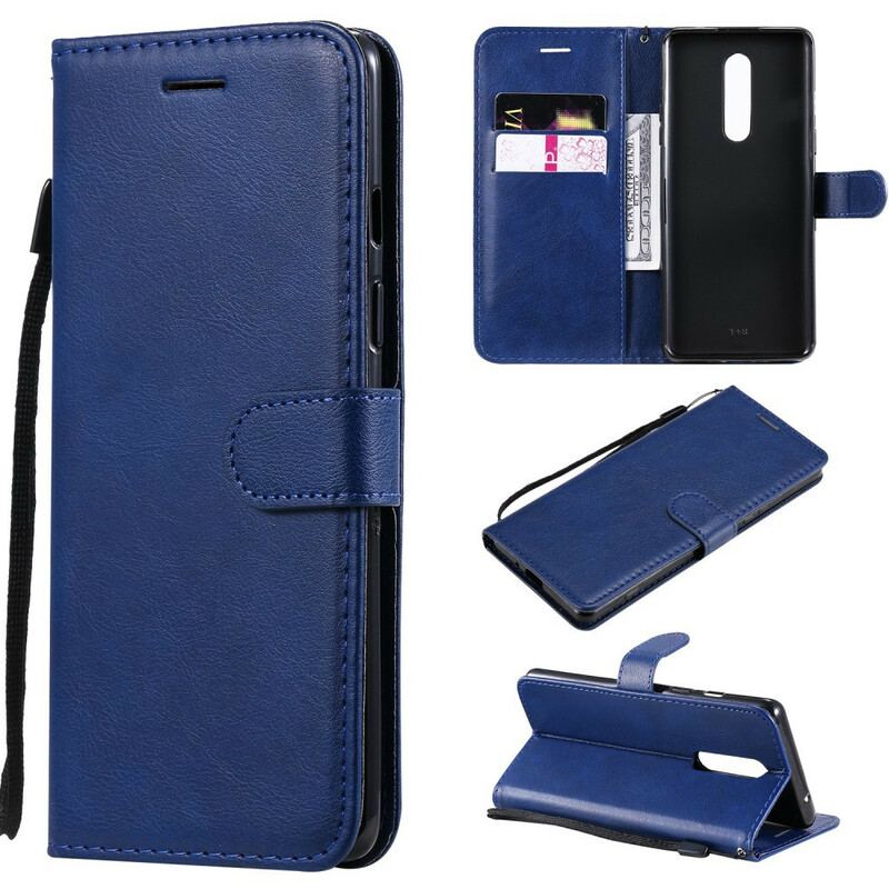 Capa Flip Para OnePlus 8 De Cordão Efeito De Couro Com Tiras