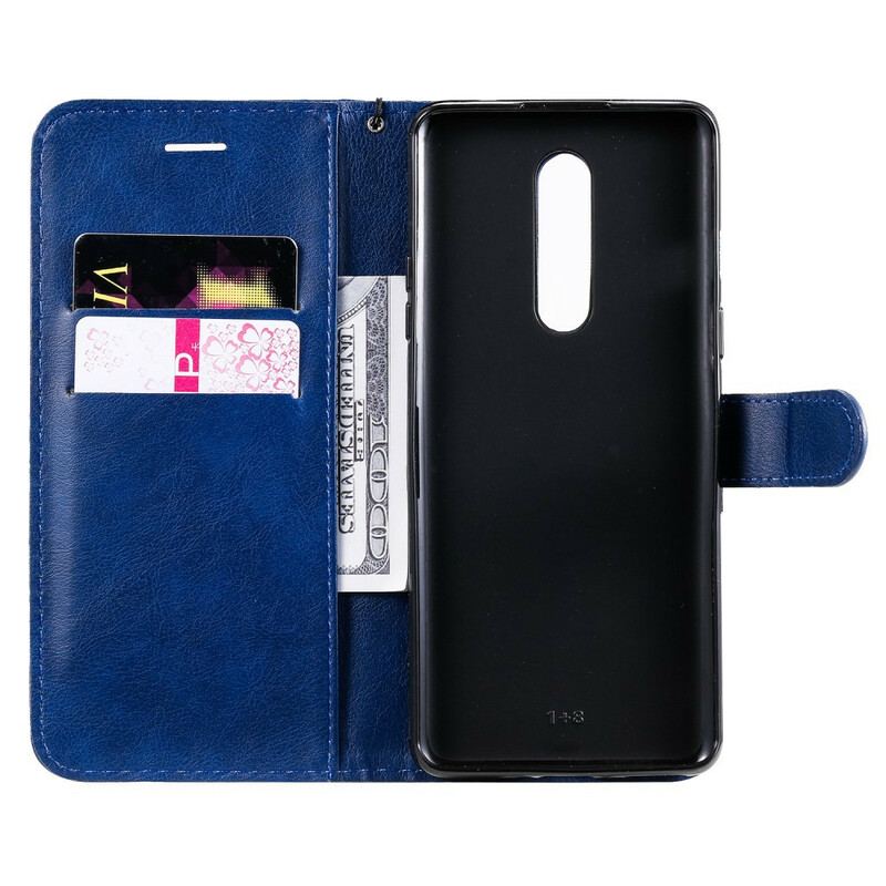 Capa Flip Para OnePlus 8 De Cordão Efeito De Couro Com Tiras