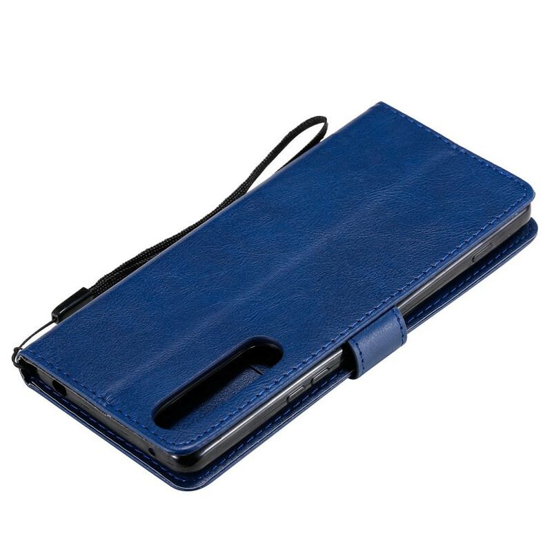 Capa Flip Para OnePlus 8 De Cordão Efeito De Couro Com Tiras