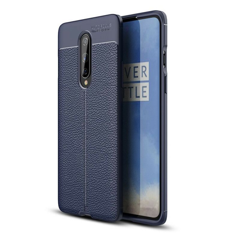 Capa Para OnePlus 8 Linha Dupla Efeito Couro Litchi