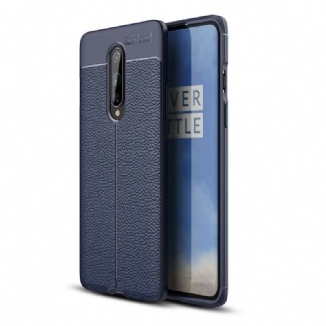 Capa Para OnePlus 8 Linha Dupla Efeito Couro Litchi