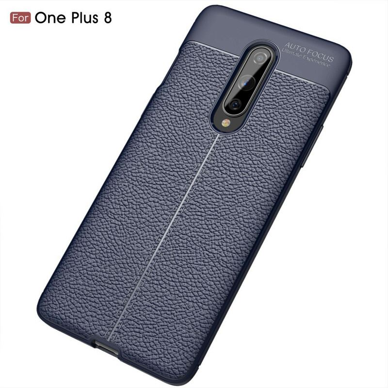 Capa Para OnePlus 8 Linha Dupla Efeito Couro Litchi