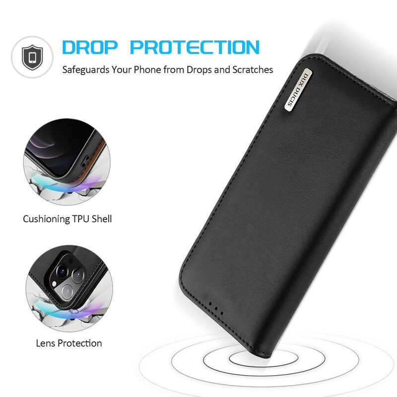 Capa De Celular Para iPhone 13 Pro Flip Couro Rachado Dux Ducis Rfid