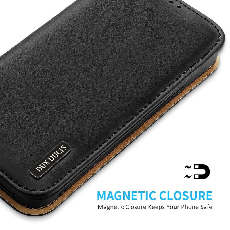 Capa De Celular Para iPhone 13 Pro Flip Couro Rachado Dux Ducis Rfid