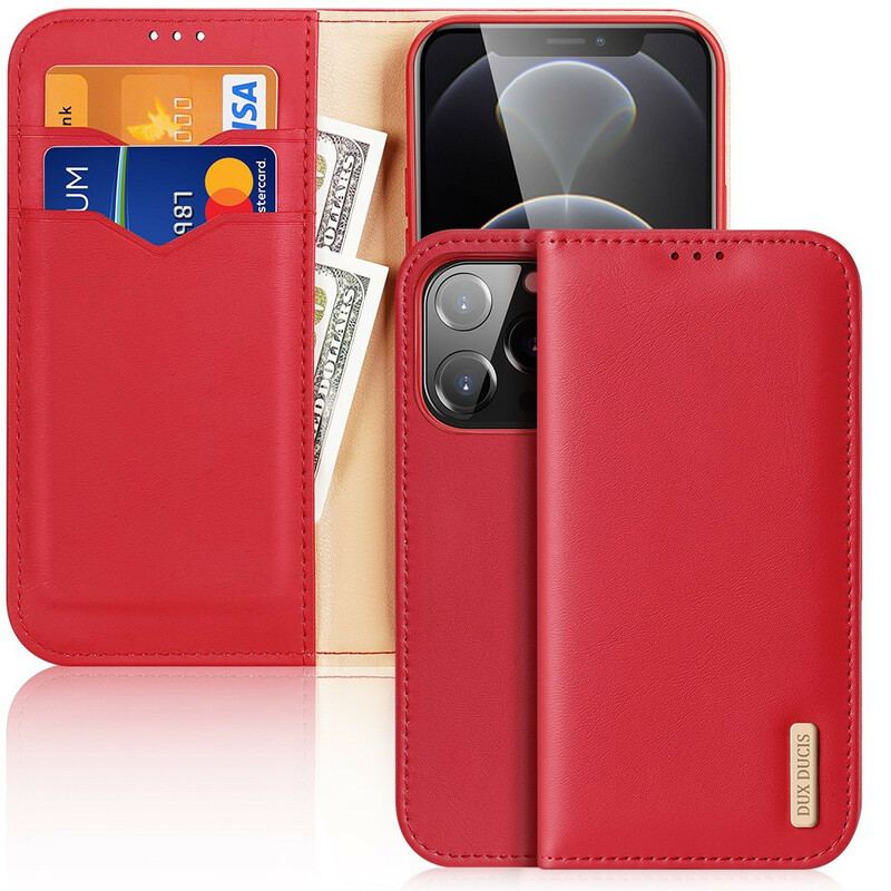 Capa De Celular Para iPhone 13 Pro Flip Couro Rachado Dux Ducis Rfid