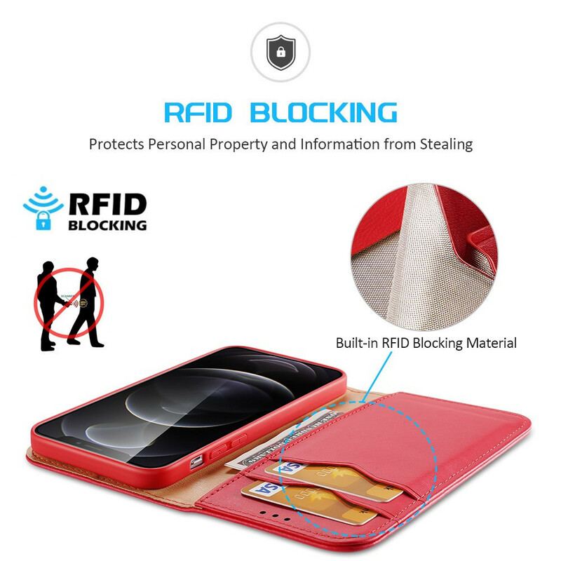 Capa De Celular Para iPhone 13 Pro Flip Couro Rachado Dux Ducis Rfid