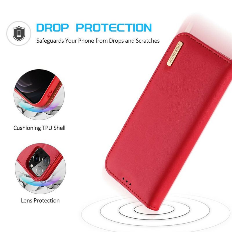 Capa De Celular Para iPhone 13 Pro Flip Couro Rachado Dux Ducis Rfid