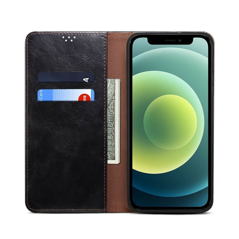 Capa De Celular Para iPhone 13 Pro Flip Couro Sintético Encerado