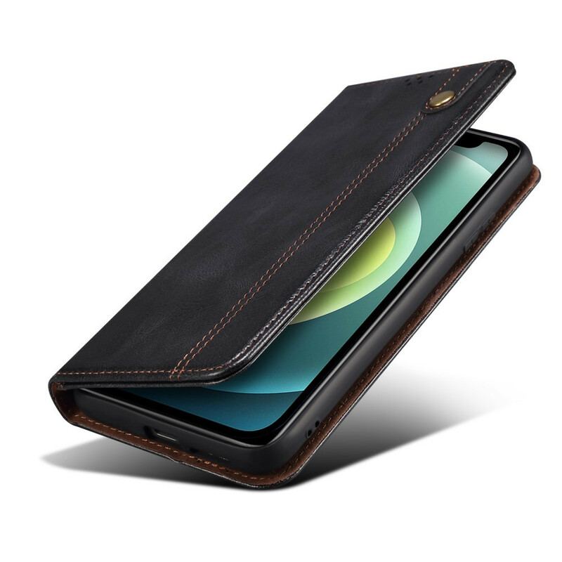 Capa De Celular Para iPhone 13 Pro Flip Couro Sintético Encerado