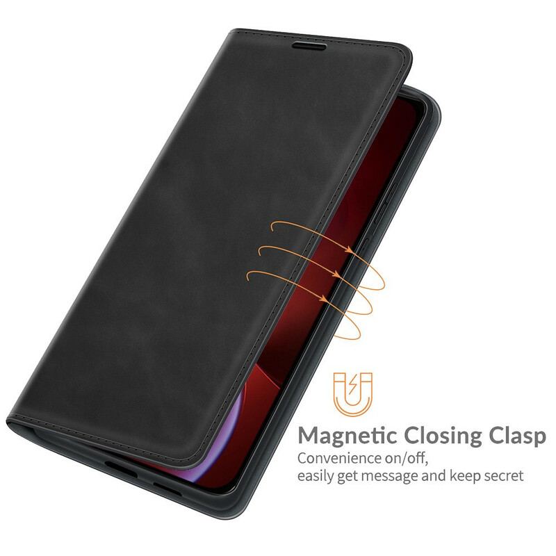 Capa De Celular Para iPhone 13 Pro Flip Efeito Couro Macio Seda