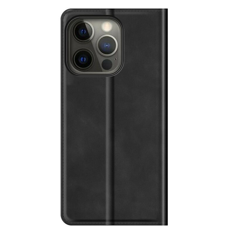 Capa De Celular Para iPhone 13 Pro Flip Efeito Couro Macio Seda