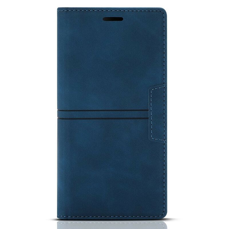 Capa De Celular Para iPhone 13 Pro Flip Fecho Magnético Com Costura Estilo Couro