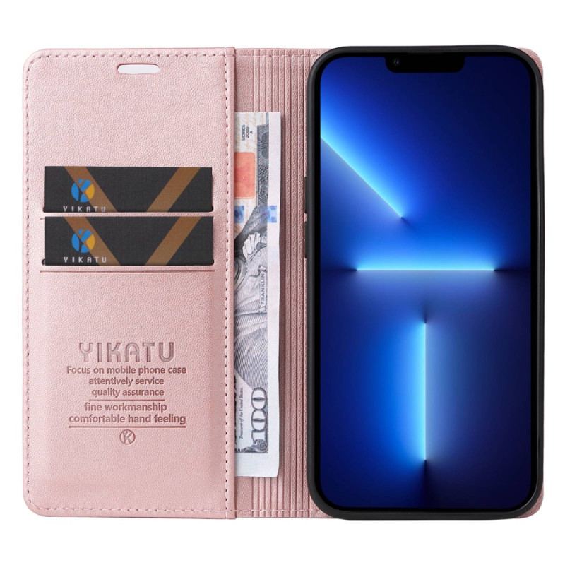 Capa De Celular Para iPhone 13 Pro Flip Rebite Estilo Couro Yikatu