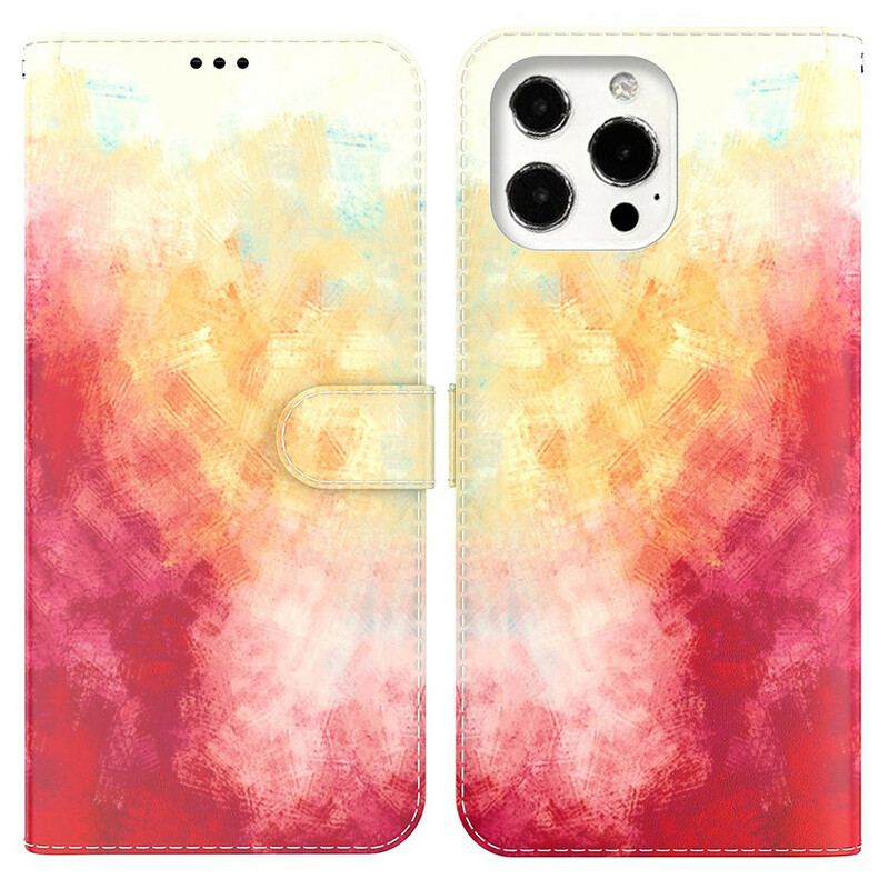 Capa De Couro Para iPhone 13 Pro Aquarela