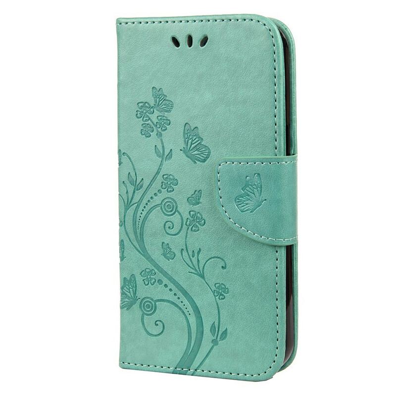 Capa De Couro Para iPhone 13 Pro De Cordão Strappy Floral