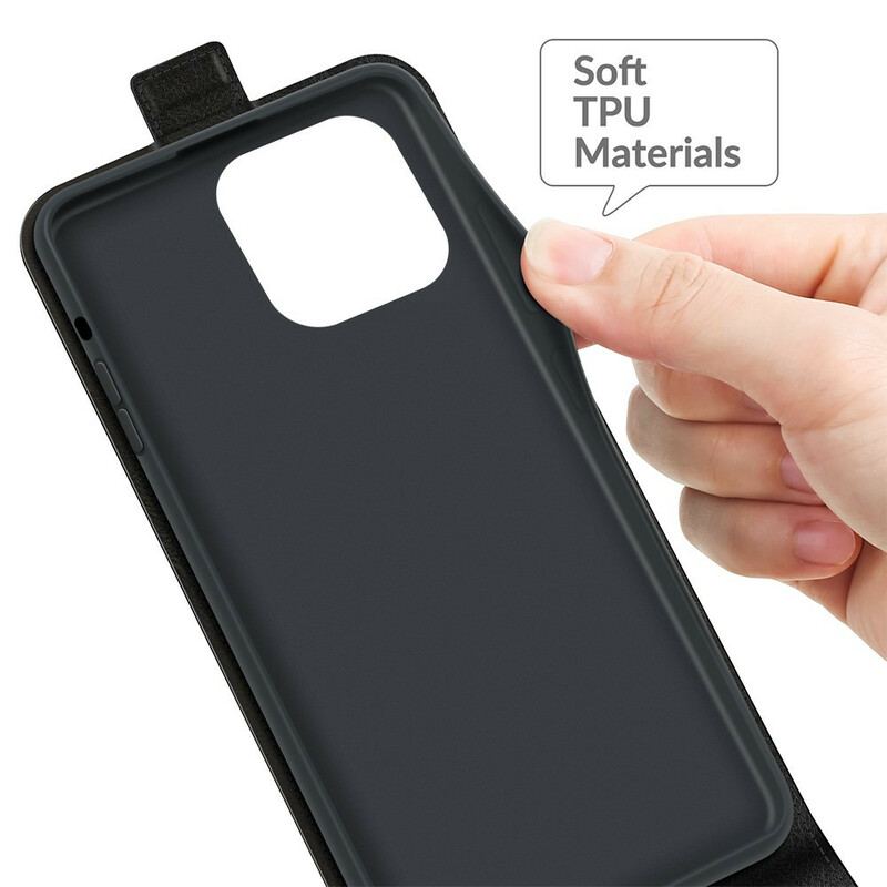 Capa De Couro Para iPhone 13 Pro Flip Efeito De Couro Com Aba Vertical